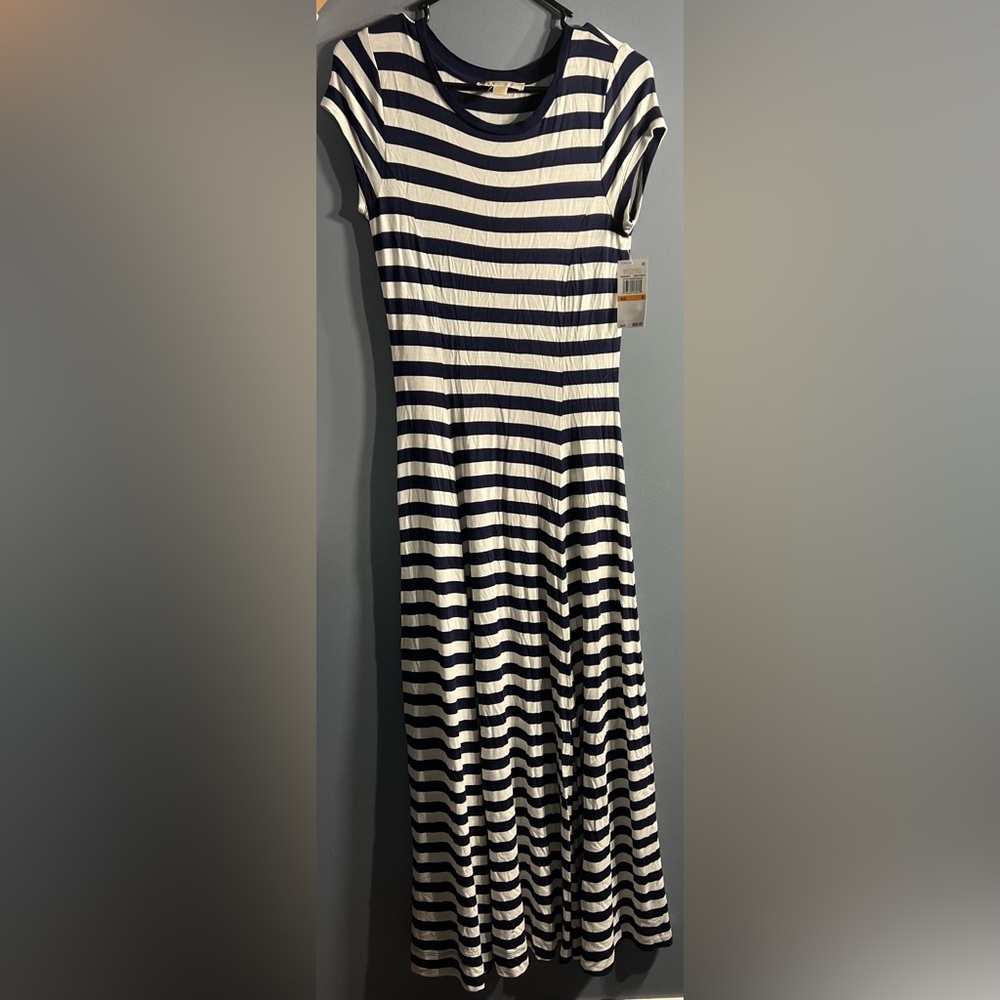 Michael Kors Navy and White Striped Shirt NWT